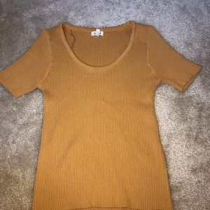 mustard yellow fitted top